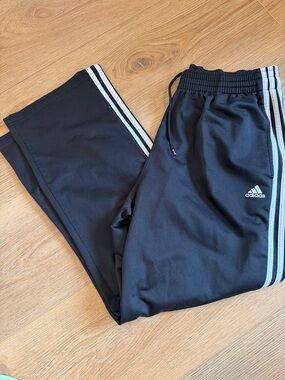 Adidas Men Black Joggers with White Side Stripes